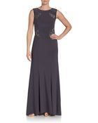 Vera Wang Lace-Panel Column Gown - Lyst