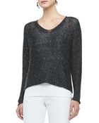 Eileen Fisher Chainmail V-Neck Box Top - Lyst