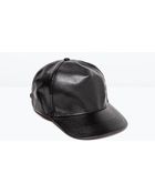 Zara Faux Leather Flat Cap - Lyst