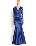 Teri Jon Taffeta Ruched Gown - Lyst