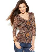 Inc International Concepts Printed Ruchedside Top - Lyst