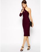 Asos Cut Out One Sleeve In Texture Dress - Lyst