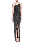 Aidan By Aidan Mattox One-shoulder Draped Ruched Gown - Lyst