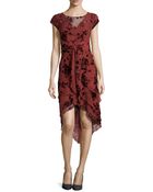 Zac Posen Floral-Flocked Tiered Chiffon Dress - Lyst