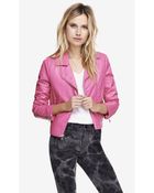 Express (Minus The) Leather Boxy Crop Moto Jacket - Lyst