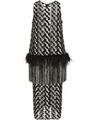 Lela Rose Geometric Embroidered Fringe Trim Dress - Lyst