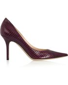 Jimmy Choo Agnes Glossed-Elaphe Pumps - Lyst