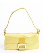 Fendi Yellow Satin Mini Baguette Handbag - Lyst