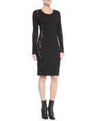 Tracy Reese Long-Sleeve Lace-Side Sheath Dress - Lyst