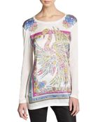 Just Cavalli Printed Dropped Shoulder Top - Lyst