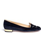 Charlotte Olympia Kitty Striped Velvet Flats - Lyst
