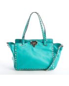 Valentino Emerald Green Leather 'Rockstud' Studding Detail Small Convertible Bag - Lyst