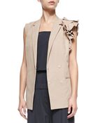 Brunello Cucinelli Double-Breasted Vest W/ Ruffled Shoulder - Lyst