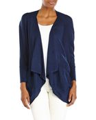 Splendid Navy Draped Open Front Knit Cardigan - Lyst