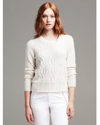 Banana Republic Cable-Knit Crew Cropped Pullover - Lyst