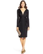 Diane von Furstenberg Ruched V-Neck Dress - Lyst