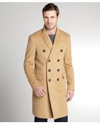 Burberry Camel Virgin Wool-Cashmere Blend Double Breasted Peacoat - Lyst