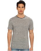 Vince S/S Striped Linen Tee - Lyst