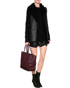 Vanessa Bruno Leather Mini-Skirt And Scalloped Lace Trim - Lyst