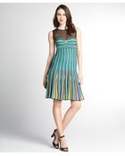 M Missoni Green Multi-Color Crochet Sheer Panel Sleeveless Dress - Lyst