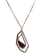 Kara Ross Gold-Tone Double Geometric Pendant Necklace With Amethyst - Lyst