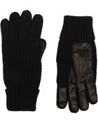 Barneys New York Leather-Trim Knit Gloves - Lyst