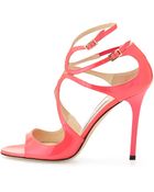 Jimmy Choo Lang Patent Strappy Sandal - Lyst