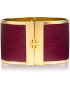 Tory Burch Wide Leather Inlay Cuff - Lyst