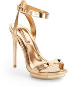 BCBGMAXAZRIA Freesia Metallic Leather High Heel Sandals - Lyst