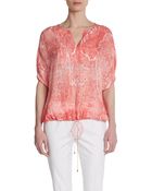 Halston Heritage Printed Silk Drawstring Tunic - Lyst