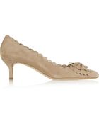 Oscar de la Renta Bow-Embellished Suede Pumps - Lyst