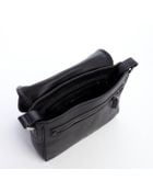 Giorgio Armani Black Leather Logo Embossed Messenger Bag - Lyst