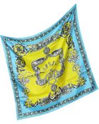 Versace Green and Blue Shells Print Silk Square Scarf - Lyst
