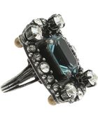 Lanvin Silvertone Crystal Ring - Lyst