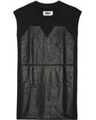 Maison Margiela Leather-Paneled Cotton French Terry Top - Lyst