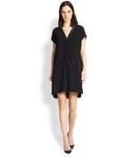 Vince Leather-Trim Dress - Lyst