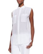 Vince Sleeveless Lightweight Button-front Blouse - Lyst