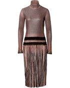 Ferragamo Metallic Knit Dress - Lyst