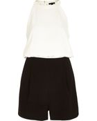 River Island Black Tailored Playsuit - Lyst