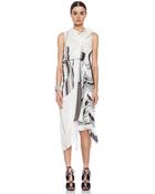 Rick Owens Stripe Print Tornado Silk Dress - Lyst