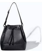 Zara Leather Bucket Bag with Cut Work Detail - Lyst