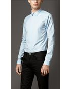 Burberry Slim Fit Microcheck Cotton Shirt - Lyst