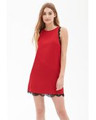 Forever 21 Lace Trim Shift Dress - Lyst