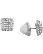 Vince Camuto Silver Tone And Crystal Two Part Stud Earrings - Lyst