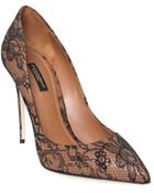 Dolce & Gabbana 105Mm Kate Nappa Leather & Lace Pumps - Lyst