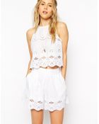 Asos White Broderie Shell Top - Lyst