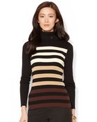 Lauren by Ralph Lauren Petite Ombre Striped Turtleneck Sweater - Lyst