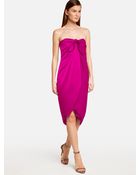 Halston Strapless Satin Dress - Lyst