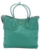 Prada Emerald Green Leather Large Convertible Tote Bag - Lyst
