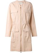 Cedric Charlier Collarless Zip Coat - Lyst